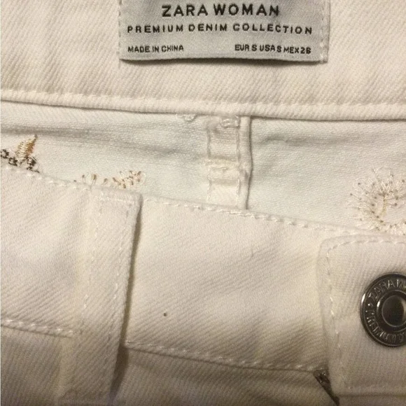 - Zara the western skirt white denim floral bead design fringe hem NEW w… - Picture 8 of 10